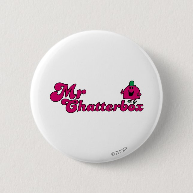 Magenta Mr. Chatterbox Logo 2 Inch Round Button (Front)