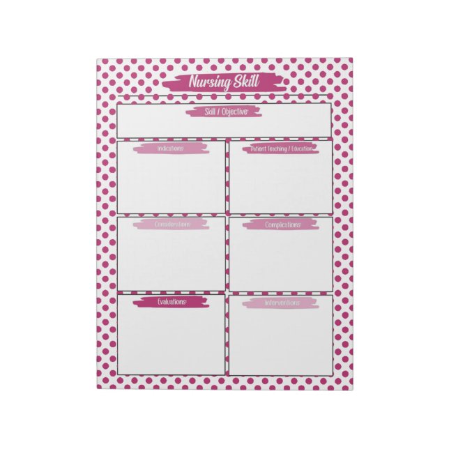 Magenta Nursing Student Skills Template Notepad (Rotated)