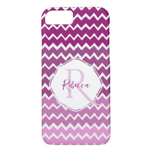 Magenta Ombre Chevron Personalized iPhone Case