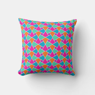 Magenta, Orangem Aqua, Turquoise Islamic Pattern Throw Pillow
