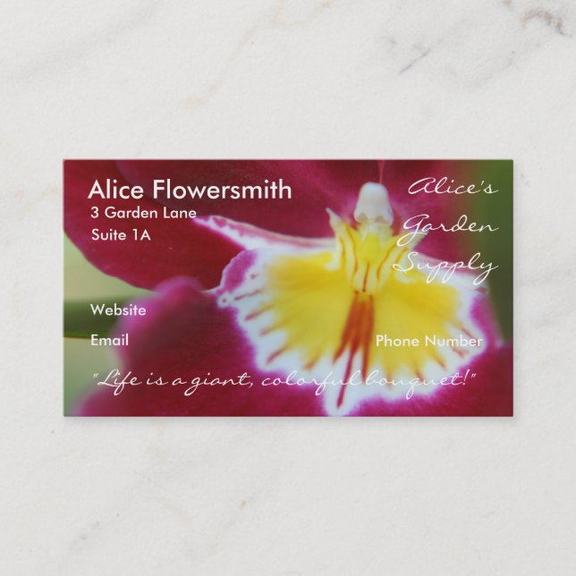 Magenta Orchids business cards (Front)