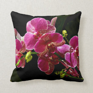 Magenta Orchids in Bloom Throw Pillow