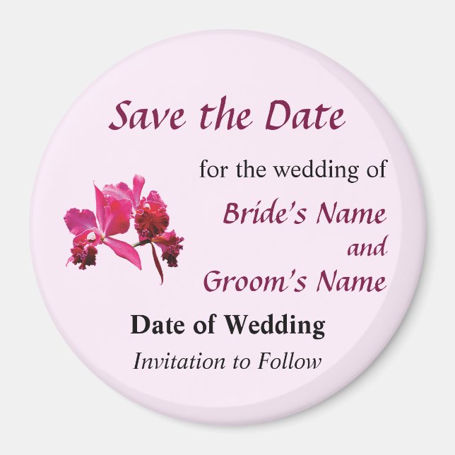 Magenta Orchids Save the Date Magnet (Front)