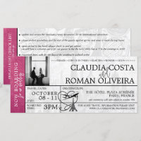 Magenta Paris Mariage Boarding Pass Invitation