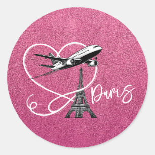 Magenta Paris Passport  Classic Round Sticker