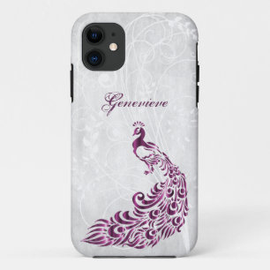 Magenta Peacock Personalized iPhone 11 Case