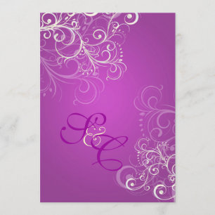 Magenta + pearl swirls Wedding Invitations