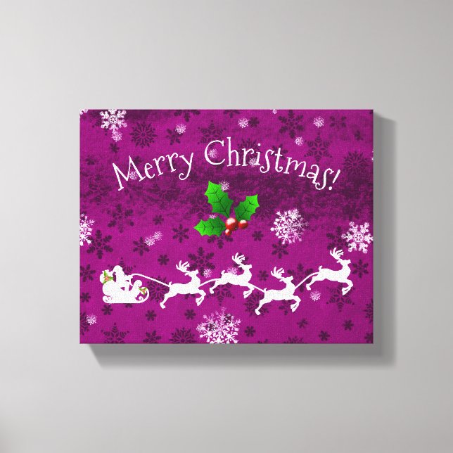 Magenta Père Noël Sleigh et toile de rennes Imprim (Recto)