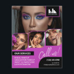Magenta Photo Collage Logo QR Makeup Promotional Flyer<br><div class="desc">Double sided flyer for a makeup artist, nail artist, hair stylist or similar profession where you need to showcase your work in a retro photo collage with magenta borders and magenta background. Personalize with your logo and on the back an additional photo and your QR code with your social media...</div>