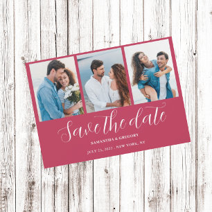 Magenta Photo Collage Wedding Save The Date
