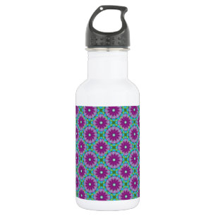 Magenta, Pink and Green Flower Pattern 532 Ml Water Bottle