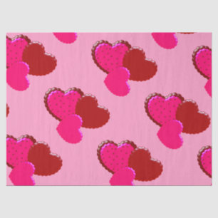 Magenta Pink and Red Scalloped Hearts Tissue Paper