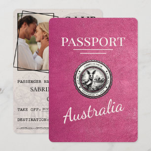 Magenta Pink Australia Passport Save The Date