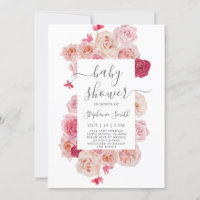 Magenta Pink Baby Shower girl Invitation