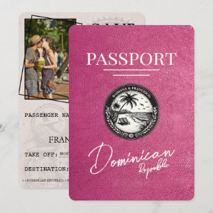 Magenta Pink Dominican Republic Passport Save The Date