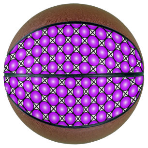 Magenta Pink Dots Black White Lattice Pattern Basketball