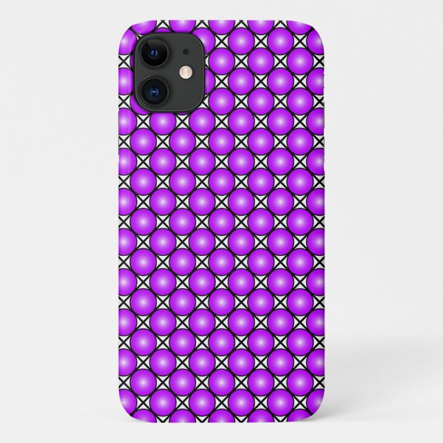 Magenta Pink Dots Black White Lattice Pattern Case-Mate iPhone Case (Back)