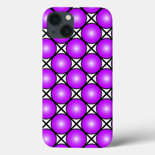 Magenta Pink Dots Black White Lattice Pattern iPhone 13 Case