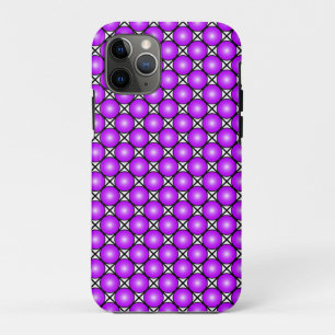 Magenta Pink Dots Black White Lattice Pattern iPhone 11 Pro Case