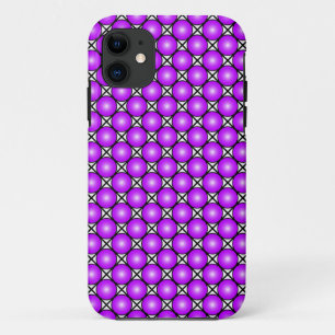 Magenta Pink Dots Black White Lattice Pattern iPhone 11 Case