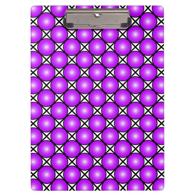 Magenta Pink Dots Black White Lattice Pattern Clipboard (Front)