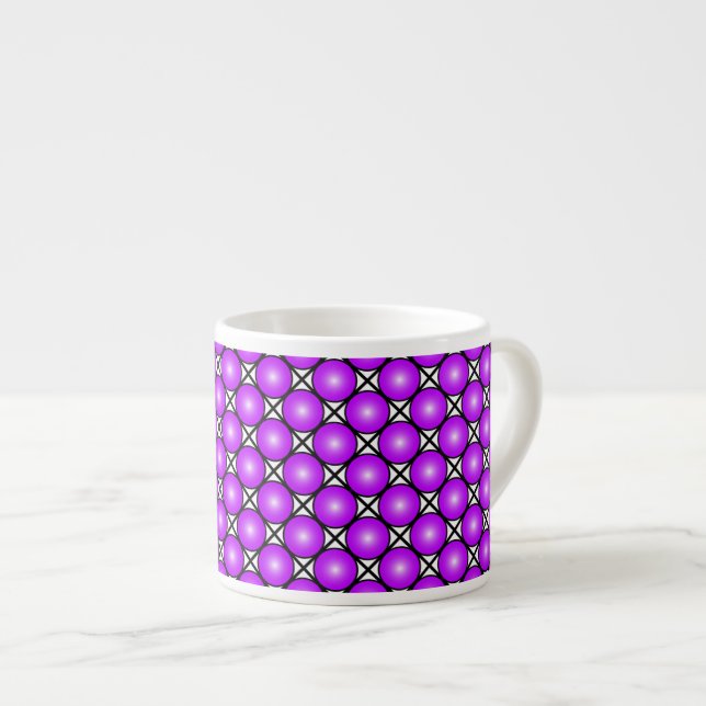Magenta Pink Dots Black White Lattice Pattern Espresso Cup (Front Right)