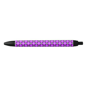 Magenta Pink Dots Black White Lattice Pattern Ink Pen