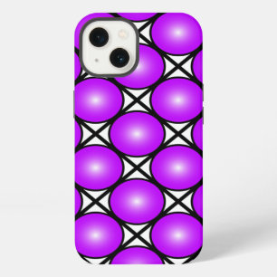 Magenta Pink Dots Black White Lattice Pattern iPhone 13 Case
