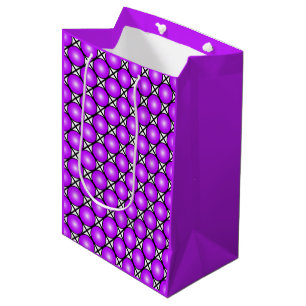 Magenta Pink Dots Black White Lattice Pattern Medium Gift Bag