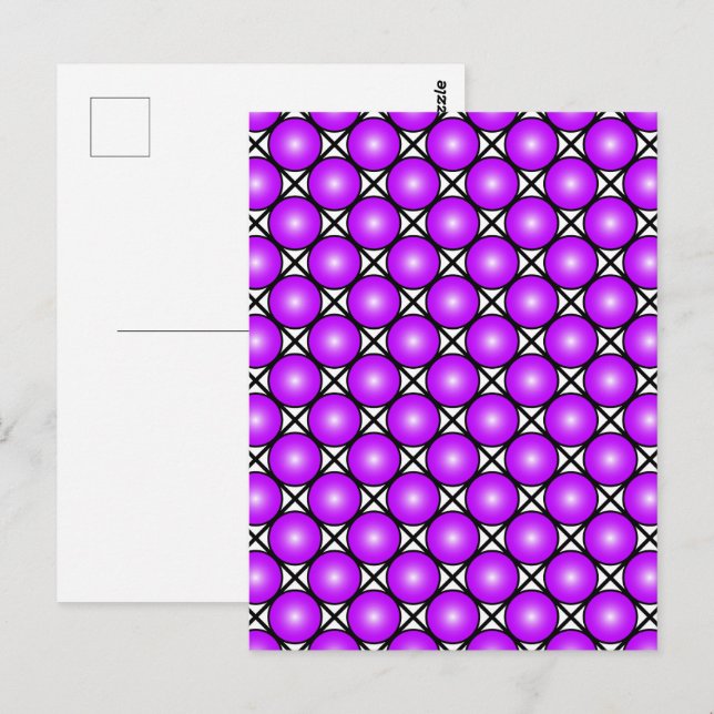 Magenta Pink Dots Black White Lattice Pattern Postcard (Front/Back)