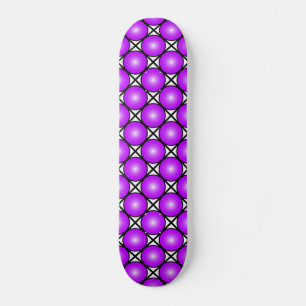 Magenta Pink Dots Black White Lattice Pattern Skateboard