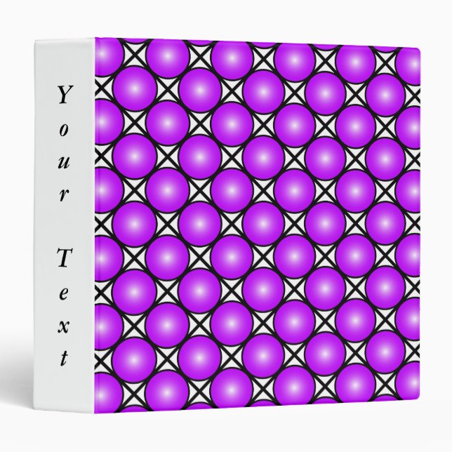 Magenta Pink Dots Black White Lattice Pattern Text Binder (Front/Spine)