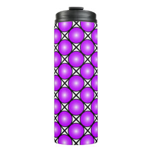 Magenta Pink Dots Black White Lattice Pattern Thermal Tumbler