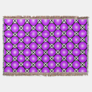 Magenta Pink Dots Black White Lattice Pattern Throw Blanket