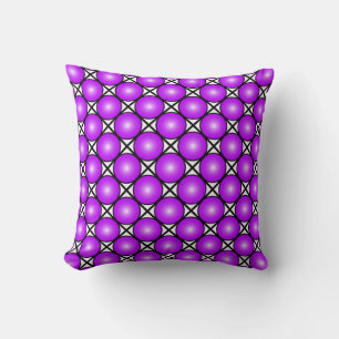 Magenta Pink Dots Black White Lattice Pattern Throw Pillow