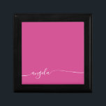 Magenta Pink Elegant Glam Signature Style Name Gift Box<br><div class="desc">An elegant signature style script name design with trailing swashes. You can customize the rose violet and white colours. Customize the font size or move it as needed for longer or shorter names. Create your own personalized magenta floral pink gift box. A modern minimalist personalized gift box for your bridesmaids....</div>