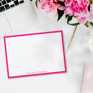 Magenta Pink Elegant Modern Flat Note Card
