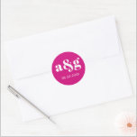 Magenta pink elegant monogram wedding classic round sticker<br><div class="desc">Magenta pink simple and elegant monogram wedding sticker. It displays your initial and the date of your wedding in white on hot pink background.</div>