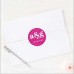 Magenta pink elegant monogram wedding classic round sticker<br><div class="desc">Magenta pink simple and elegant monogram wedding sticker. It displays your initial and the date of your wedding in white on hot pink background.</div>