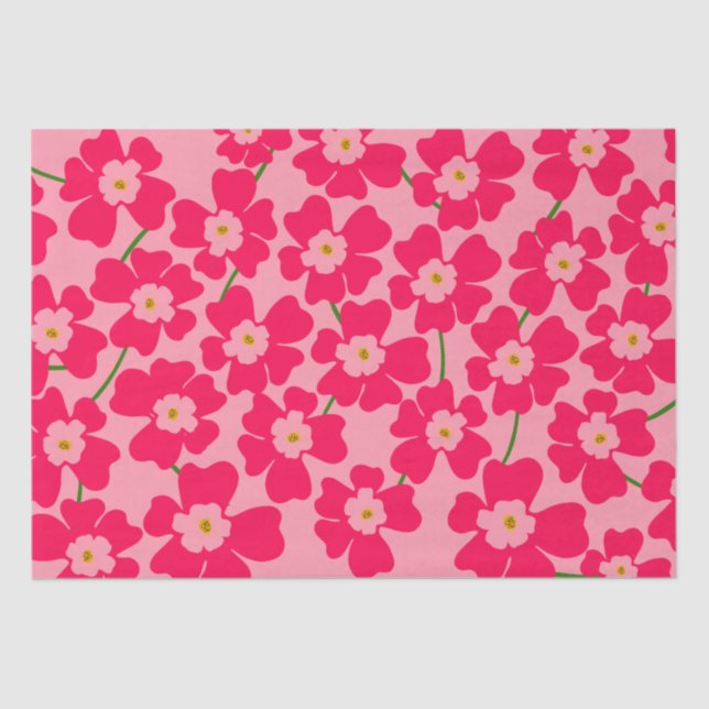 Magenta Pink Fantasy Flower Pattern Tissue Paper (Front)