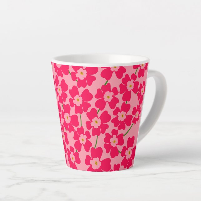 Magenta Pink Fantasy Flower Power  Latte Mug (Right Angle)
