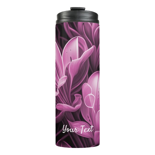 Magenta Pink Floral Thermal Tumbler (Front)