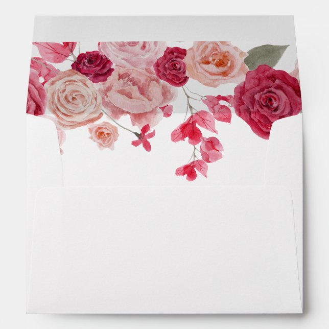 Magenta Pink Floral wedding Envelope (Back (Bottom))