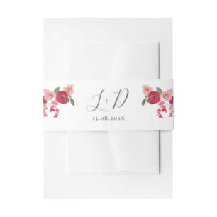 Magenta Pink Floral Wedding Invitation Belly Band