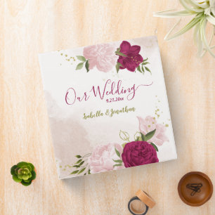 magenta pink flowers greenery photo album binder