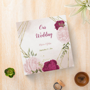 magenta pink flowers greenery photo album binder