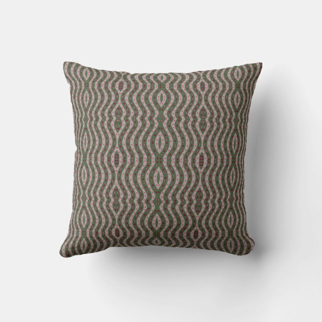 Magenta Pink Green Springtime Polka Dot Pattern Throw Pillow (Back)