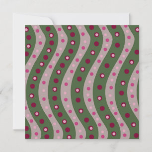 Magenta Pink Green Springtime Polka Dot Patterned  Holiday Card