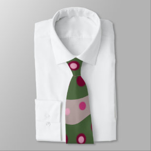 Magenta Pink Green Springtime Polka Dot Patterned Tie