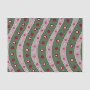 Magenta Pink Green Springtime Polka Dot Patterned  Tissue Paper